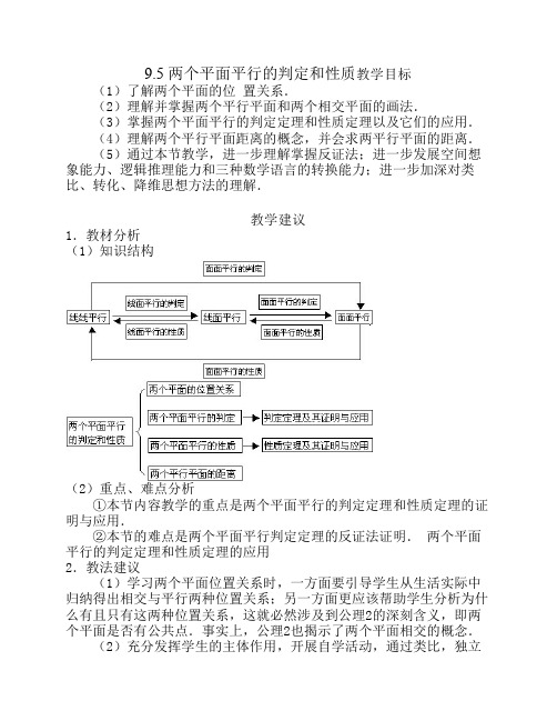 9.5 两个平面平行的判定和性质教学目标