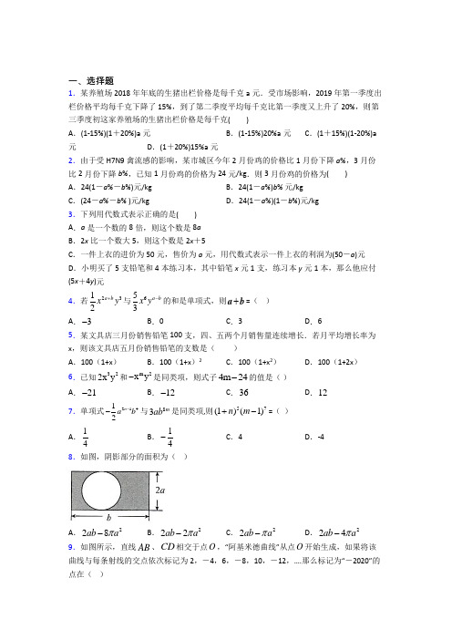 《常考题》初中七年级数学上册第二单元《整式的加减》提高卷(含答案解析)