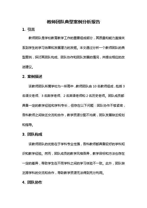 教师团队典型案例分析报告