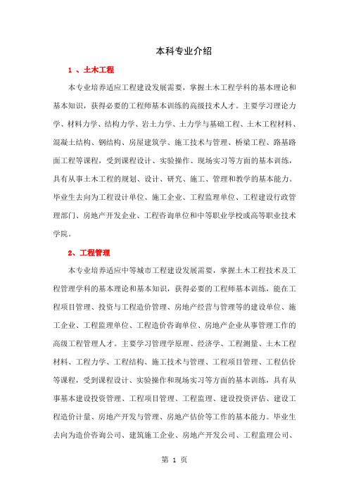 2019本科专业介绍-28页文档资料