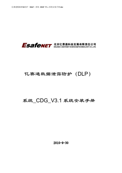 亿赛通数据泄露防护(DLP)系统_CDG_V3.1系统安装手册