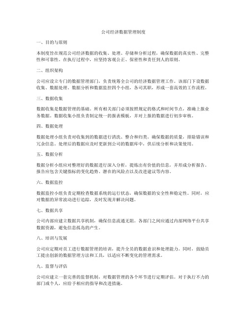 公司经济数据管理制度