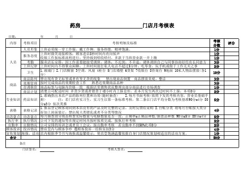 药房门店考核表