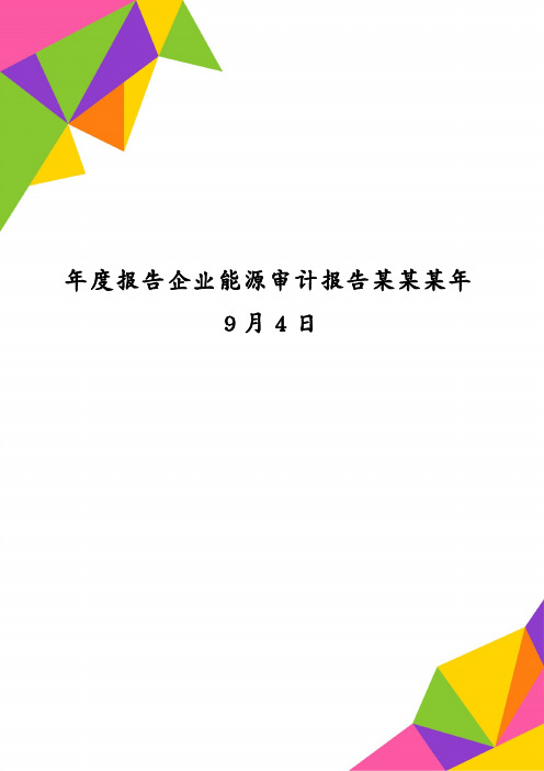 年度报告企业能源审计报告某某某年9月4日