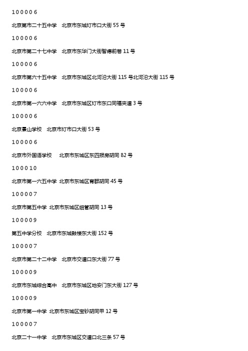 中小学地址及邮编