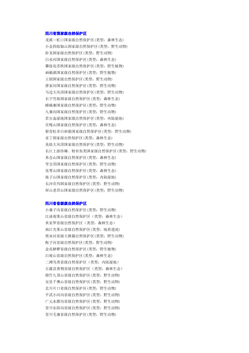 (完整版)四川省自然保护区名单