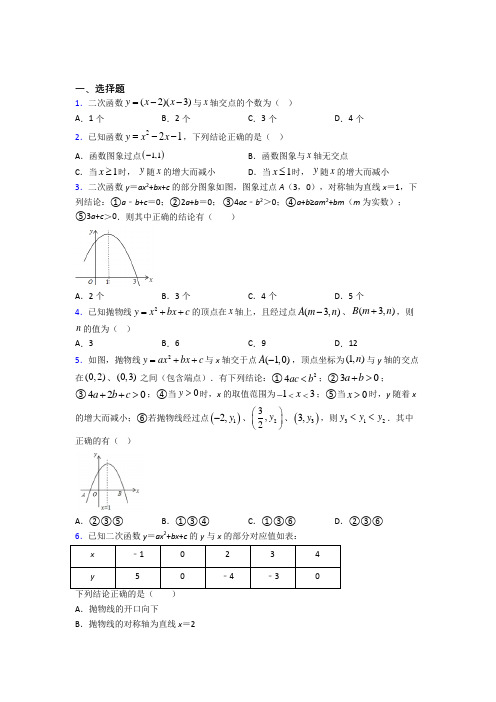 2021年九年级数学上册第二十二章《二次函数》提高练习(答案解析)