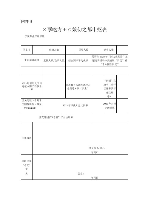 学校五四红旗团支部申报表