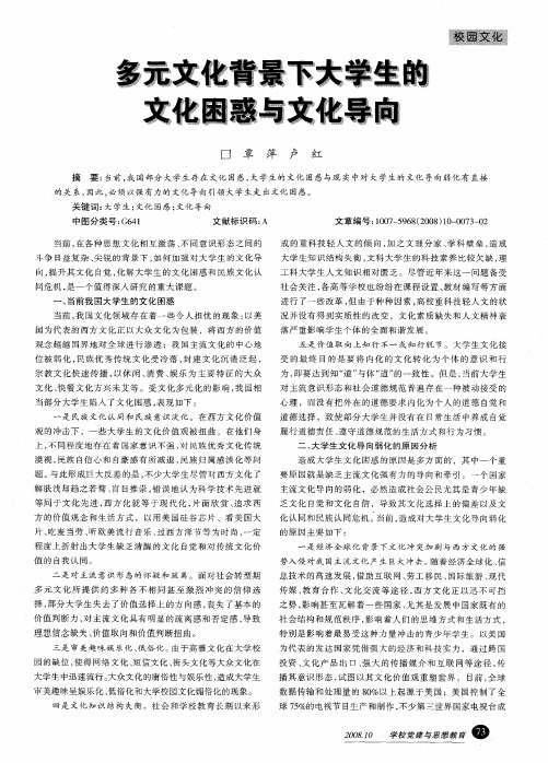 多元文化背景下大学生的文化困惑与文化导向