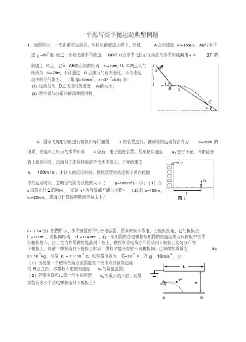 平抛与类平抛运动典型例题