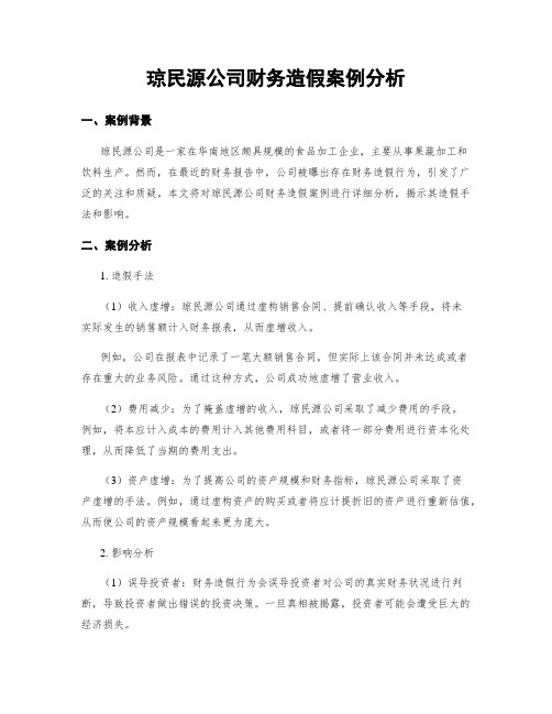 琼民源公司财务造假案例分析