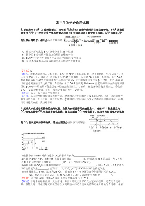 高三生物光合作用试题
