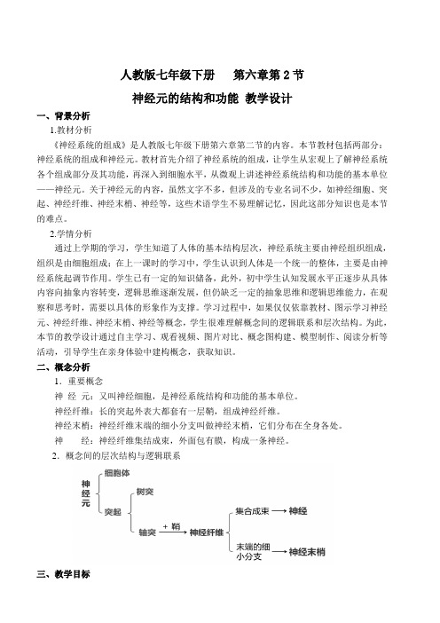 七年级下册生物《神经元》(教学设计)