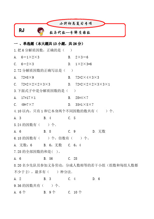 分解质因数(专项复习)六年级下册数学第一轮总复习人教版