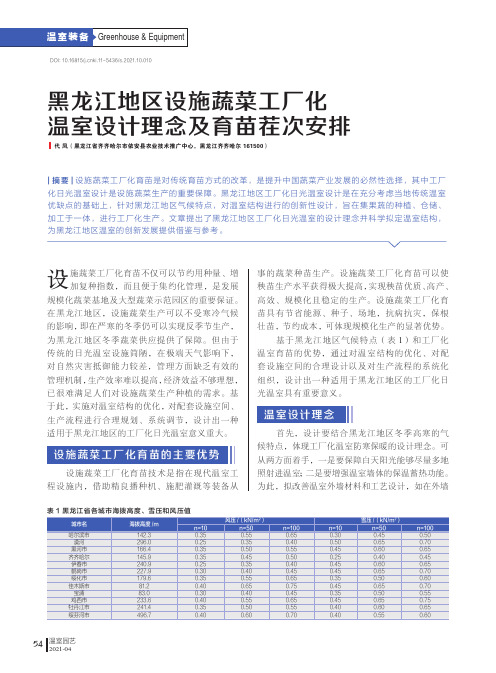 黑龙江地区设施蔬菜工厂化温室设计理念及育苗茬次安排