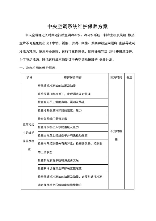 中央空调的维保方案