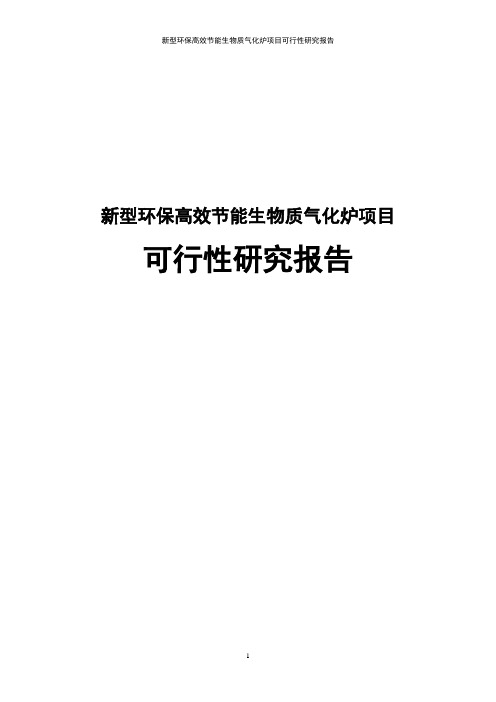 新型环保高效节能生物质气化炉项目可行性研究报告