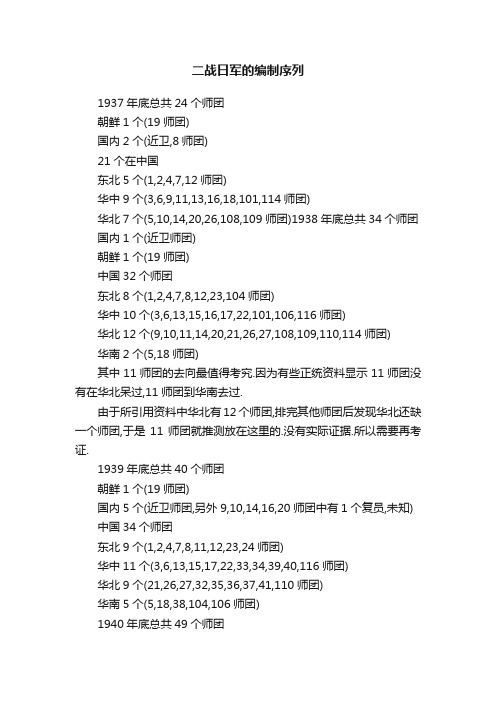 二战日军的编制序列