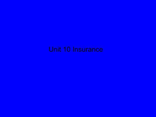 Unit 10 Insurance