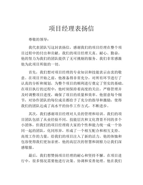 项目经理表扬信