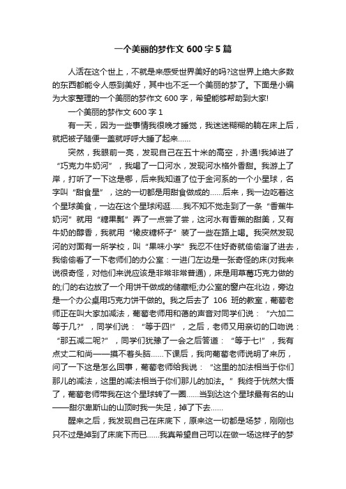 一个美丽的梦作文600字5篇