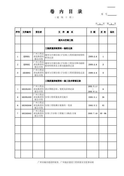 中央空调验收资料全套