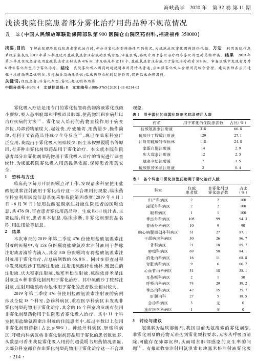 浅谈我院住院患者部分雾化治疗用药品种不规范情况