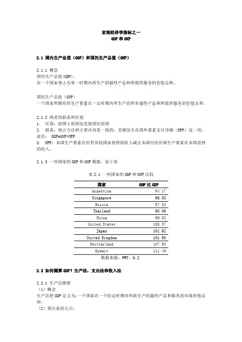 经济学重点知识点—GDP和GNP