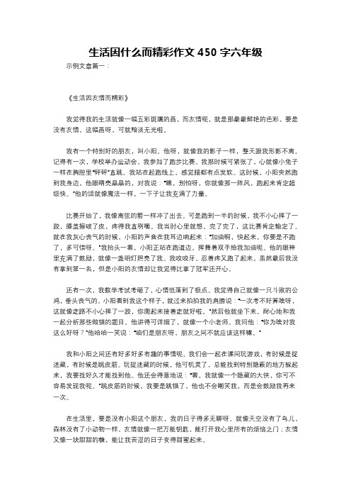 生活因什么而精彩作文450字六年级