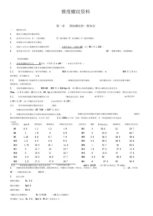 锥度螺纹资料资料