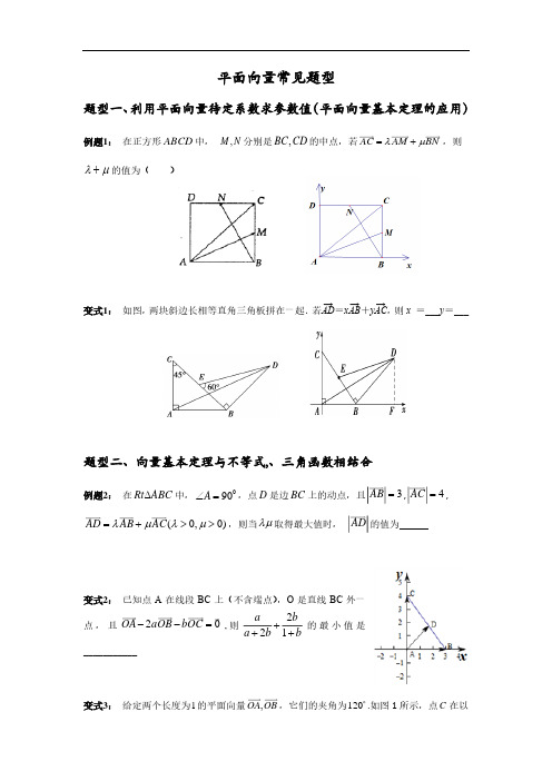 高中数学高一平面向量常见题型分类总结