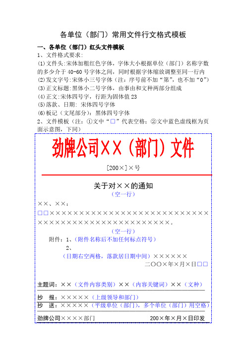 公司常用经典文件平行文格式模板大全