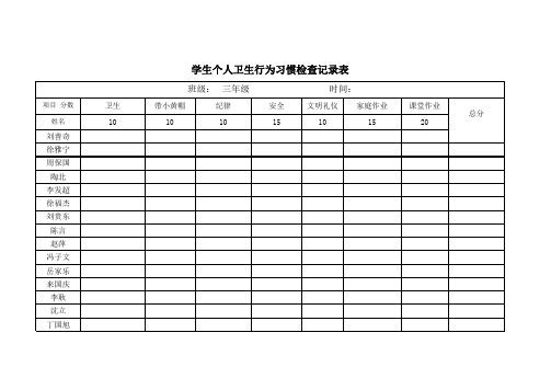 三年级行为评比表格