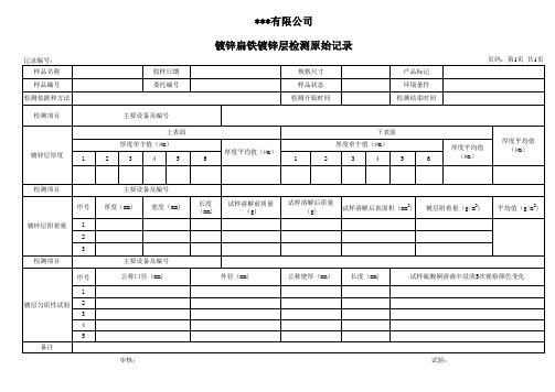 镀锌扁铁镀锌层检测原始记录