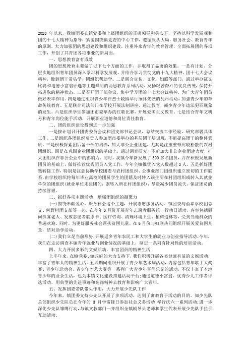 乡镇2020年团委工作总结范文.docx