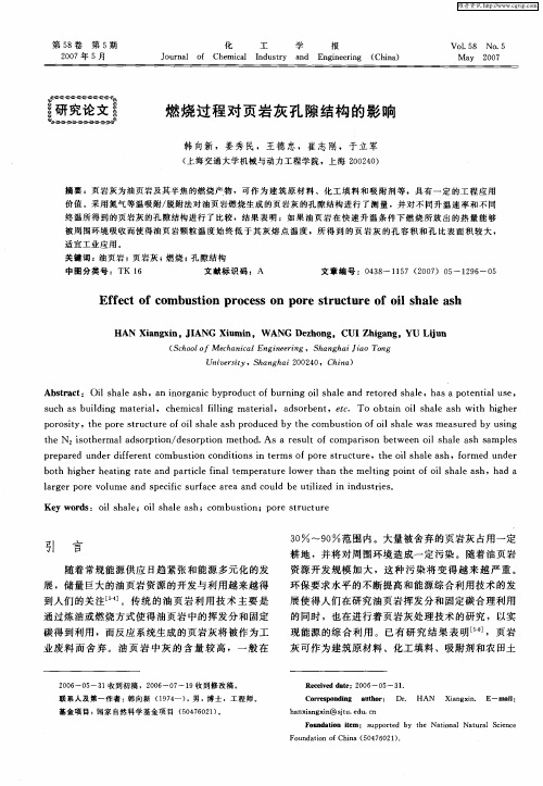 燃烧过程对页岩灰孔隙结构的影响