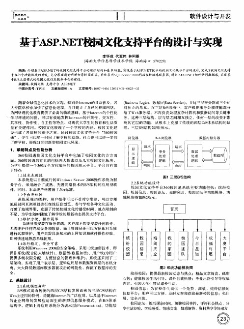 基于ASP.NET校园文化支持平台的设计与实现