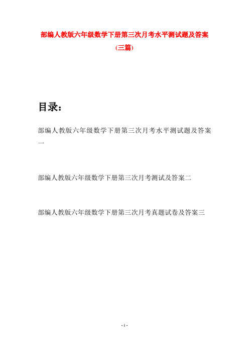 部编人教版六年级数学下册第三次月考水平测试题及答案(三套)
