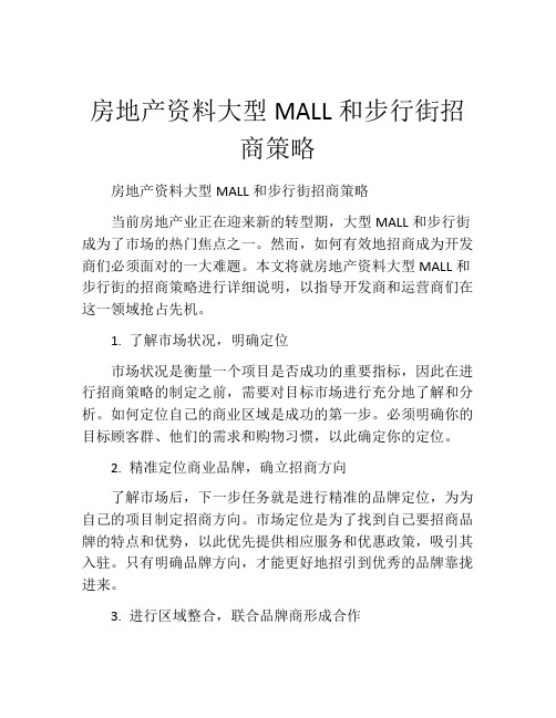 房地产资料大型MALL和步行街招商策略