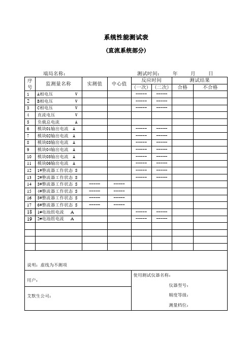 基站测试表格