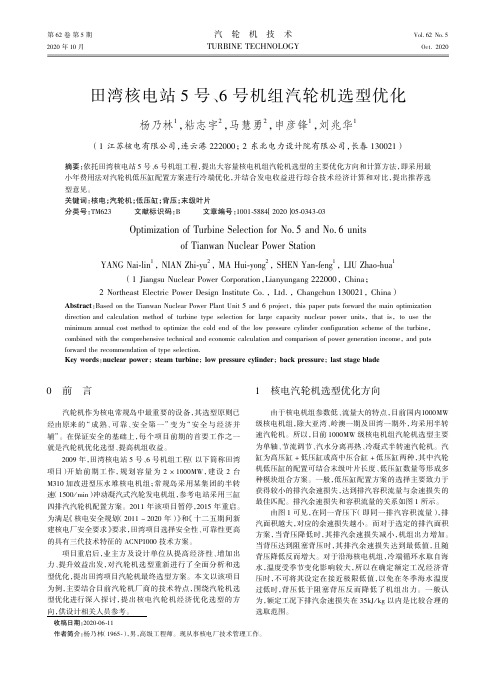 田湾核电站5号、6号机组汽轮机选型优化