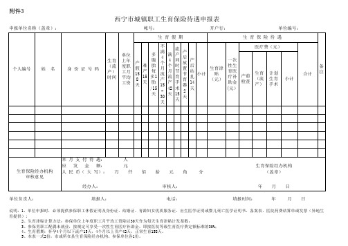 新-生育保险待遇申报表