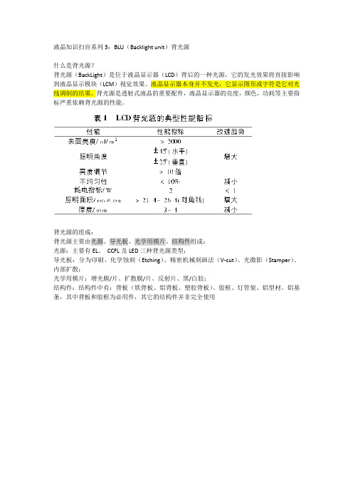 液晶知识扫盲系列3：BLU(Backlight unit)背光源