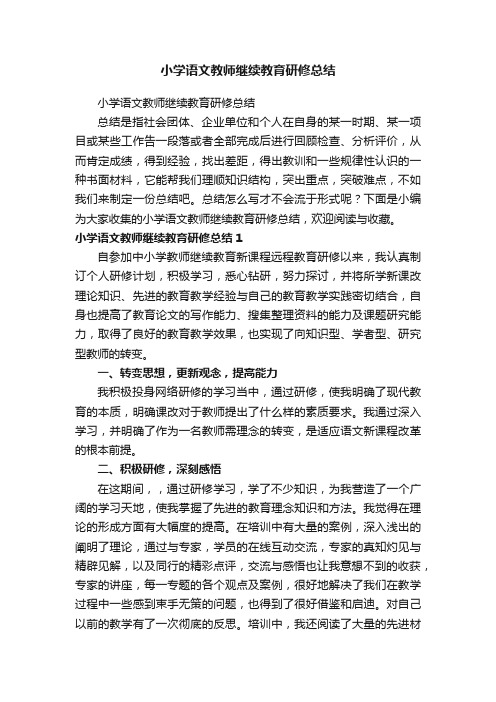 小学语文教师继续教育研修总结