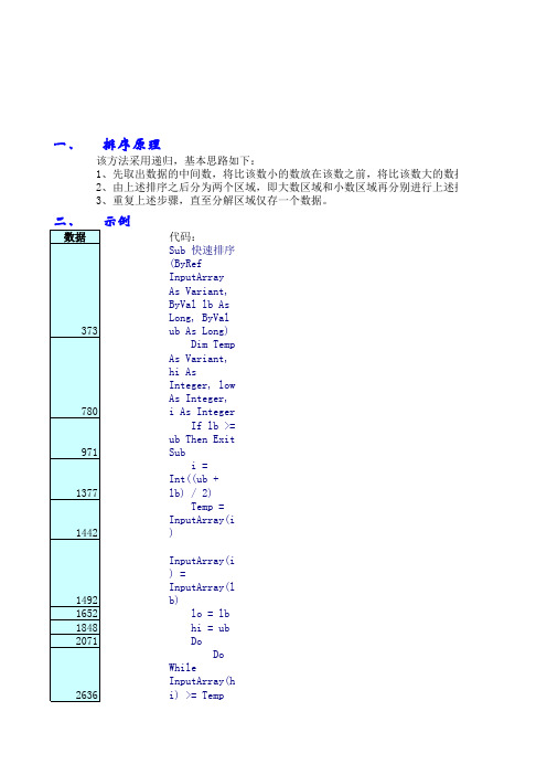 VBA中几种常用的排序方法