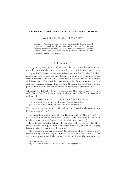 Irreducible polynomials of maximum weight