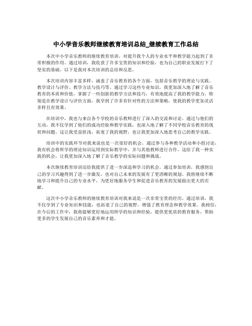 中小学音乐教师继续教育培训总结_继续教育工作总结