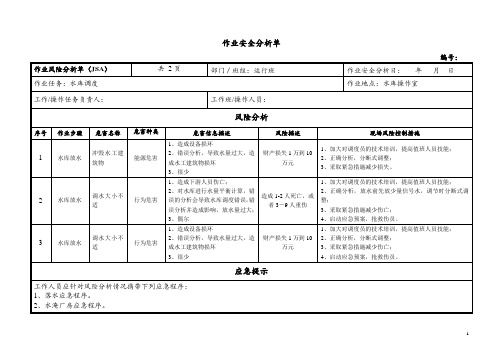 水库调度安全分析单