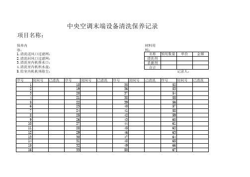 中央空调清洗,消毒记录