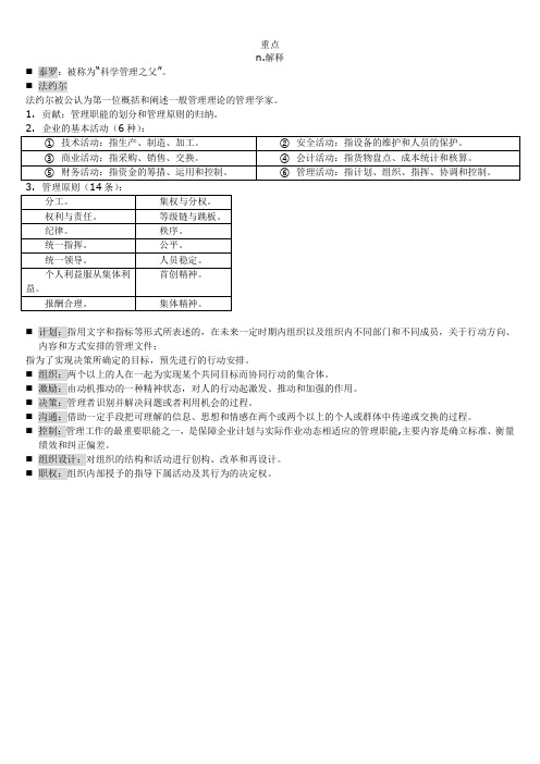 《管理学》名词解释重点